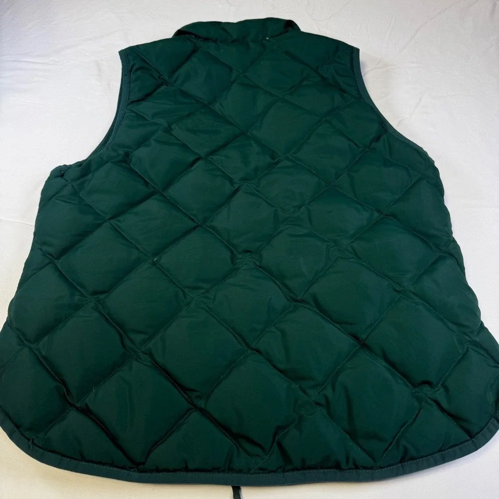 J. Crew Down Quilted Vest Women's Size Large Green Double‎ Zipper Pockets